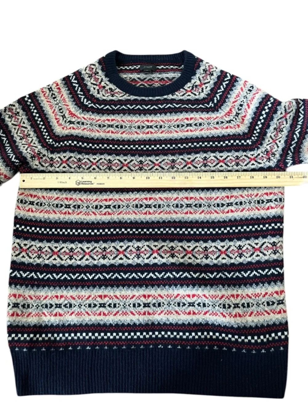 J.Crew 100% Lambswool Fair Isle Nordic Crewneck Sweater - Medium